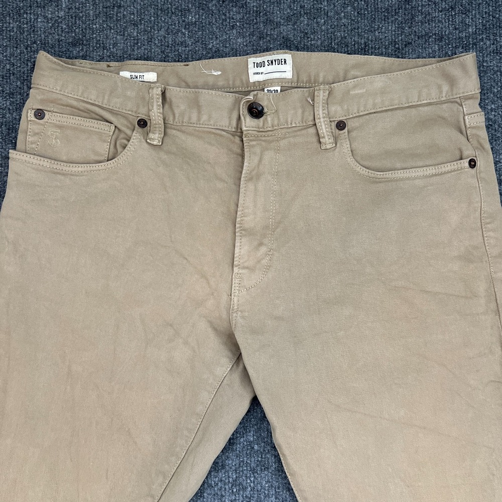 Todd Snyder Pants Men 31x30 Beige Chino Flat Front Straight Leg Zip Fly Stretch - Picture 3 of 16
